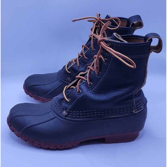 L.L.Bean Bison Leather 8" Lace Up Boots Women's size 8 - Picture 1 of 8